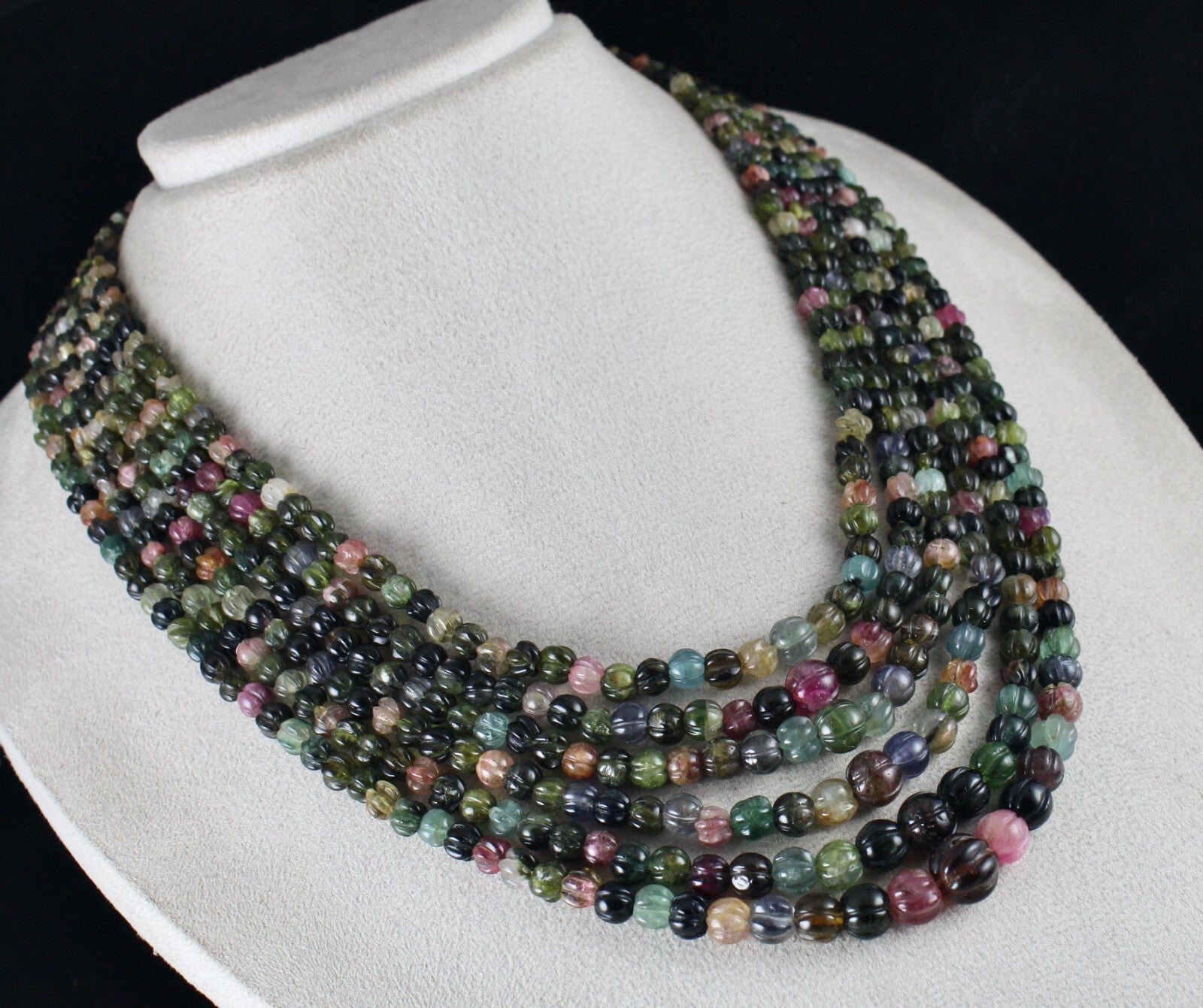 Certified Natural Multi-colour Tourmaline 841ct Beaded Gemstone Necklace