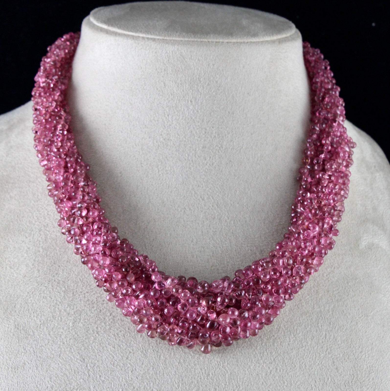 Certified Natural Tourmaline Rubellite Teardrop 626 Ct Gemstone Necklace