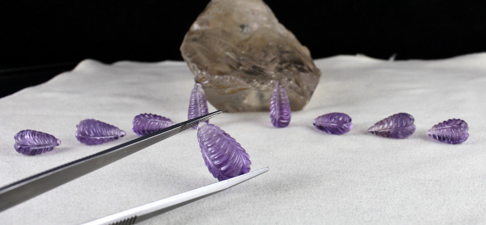 Natural Amethyst Drop Earrings Necklace Set 9 Pc 108 Ct Purple Gemstone