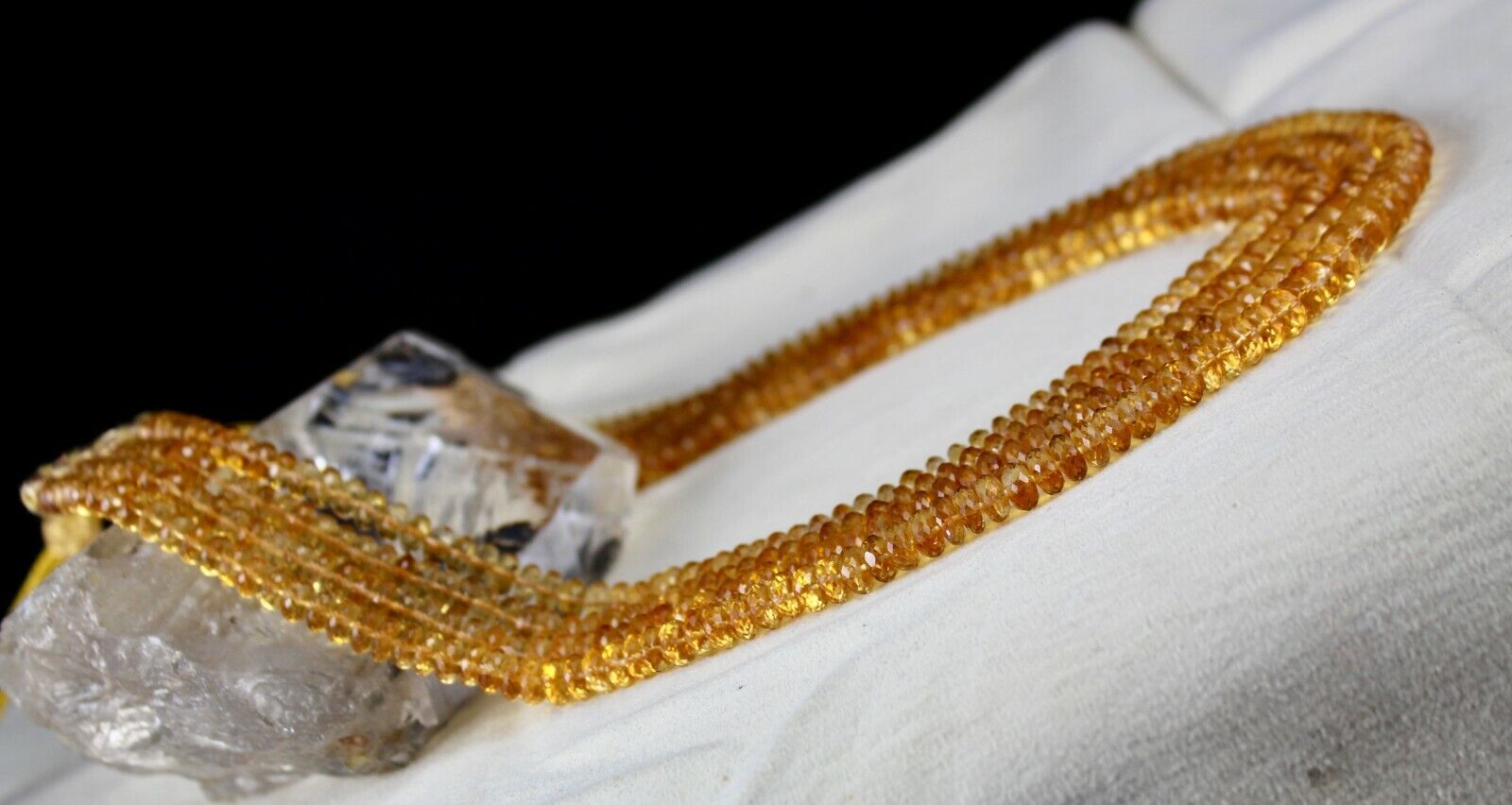 Natural Yellow Citrine Beads Faceted Round 4 L 631 Ct Gemstone Classic Necklace