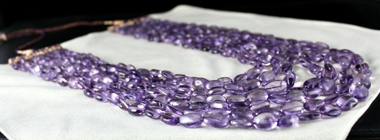 Natural Amethyst Beaded Long Nugget 7 L 1434 Ct Purple Gemstone Fashion Necklace