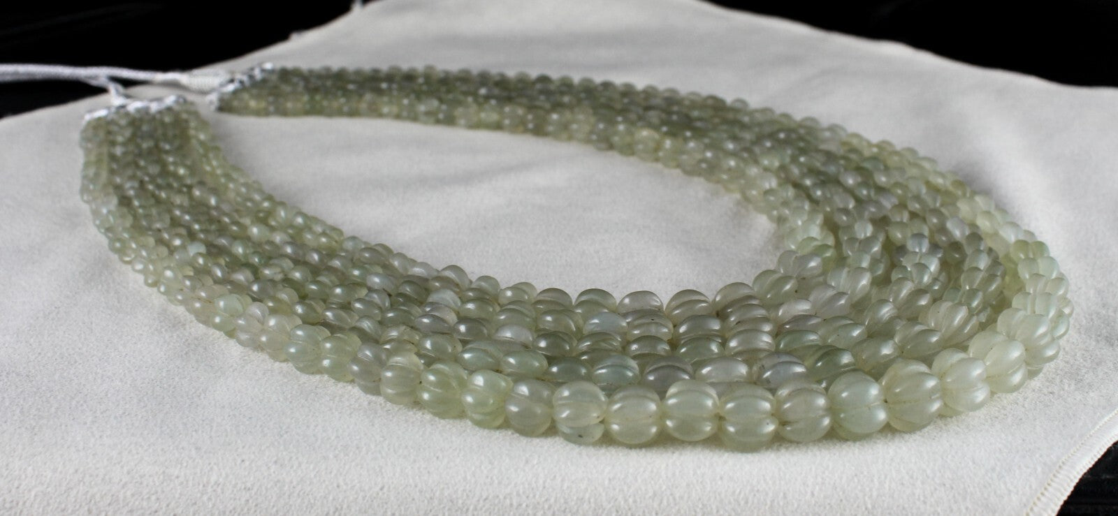 Vintage Natural Aventurine Jade Melon Beads 1012 Ct Gemstone Necklace