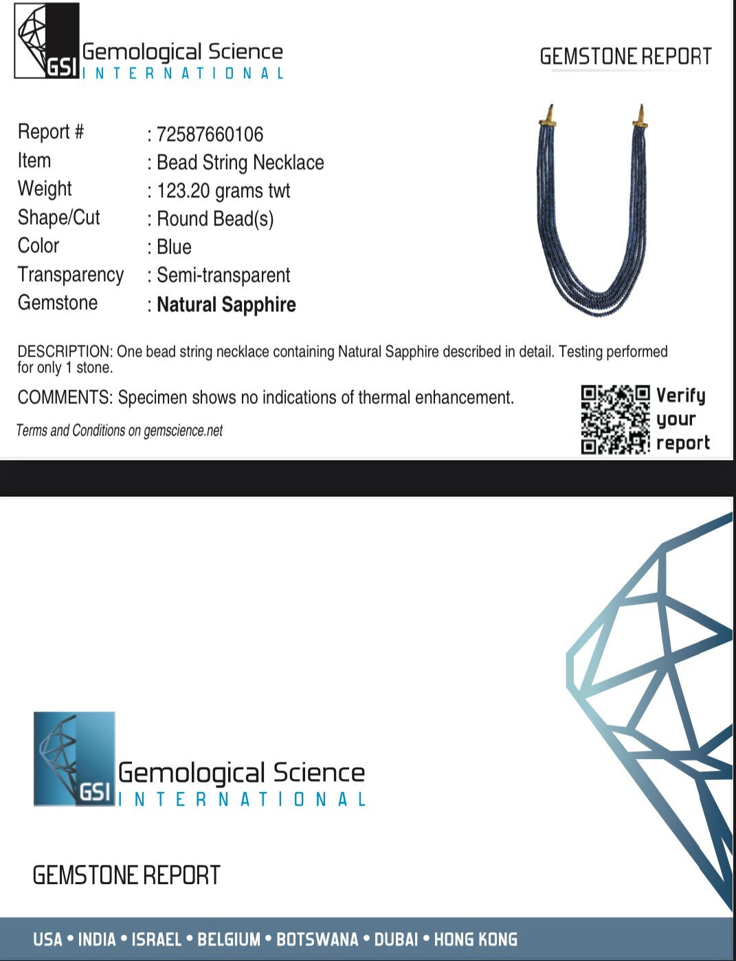 Certified Natural Blue Sapphire 581 Ct Beads Finest Round Gemstone Necklace