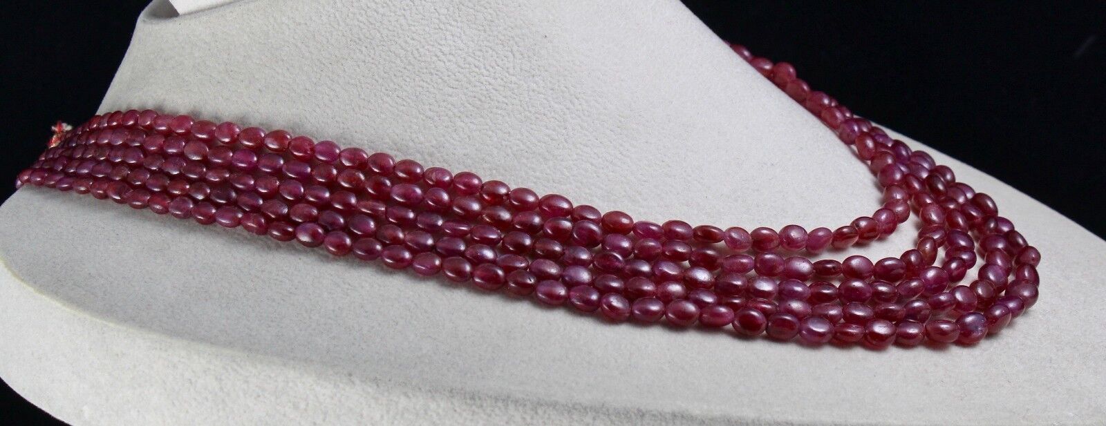 NATURAL UNHEAT RED RUBY BEADS LONG 5 LINE 439 CARATS GEMSTONE LADIES NECKLACE