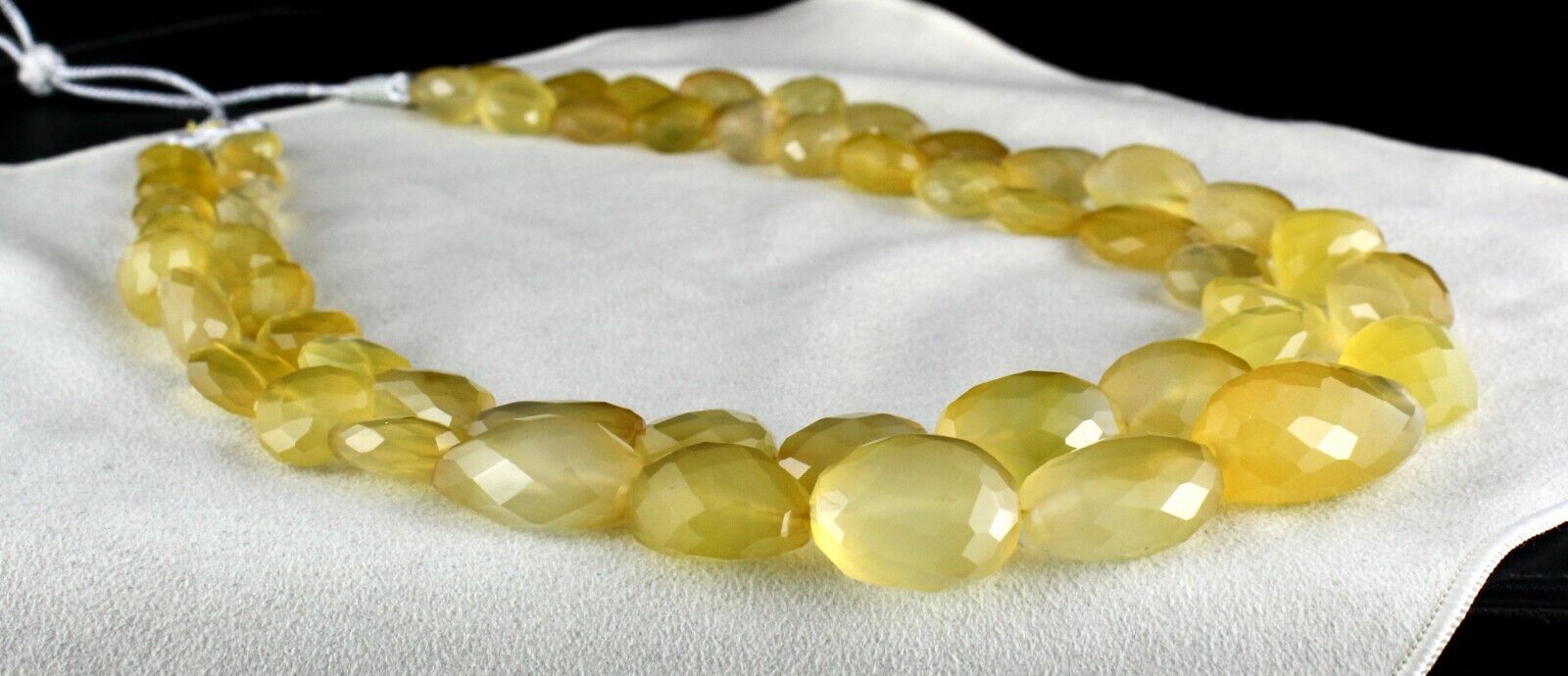 YELLOW CHALCEDONY BEADS FACETED 2 L 1478 CTS GEMSTONE BEADED FASHION NECKLACE
