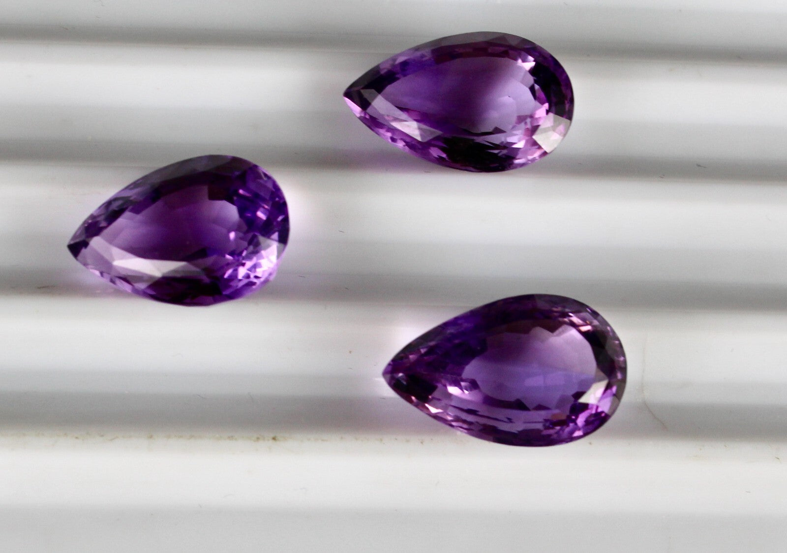 Natural Amethyst Pear Cut Gems 3 Pc 51.18 Ct For Earring Pendant Designing