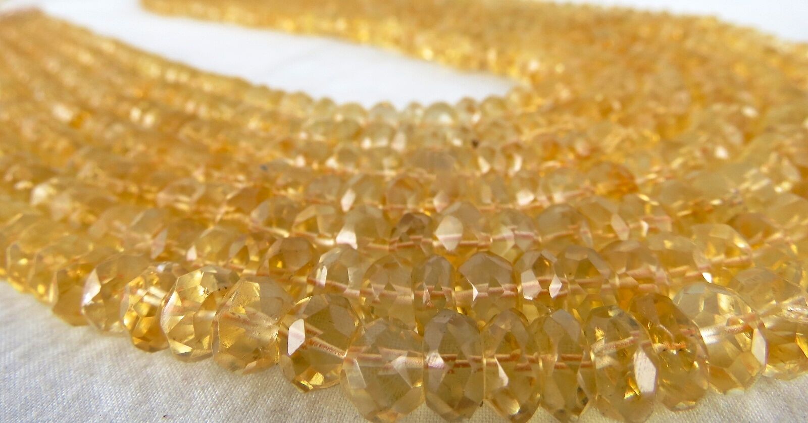 Natural Citrine Beads Faceted Round 7L 1011 Ct Gemstone Fashion Beaded Necklace