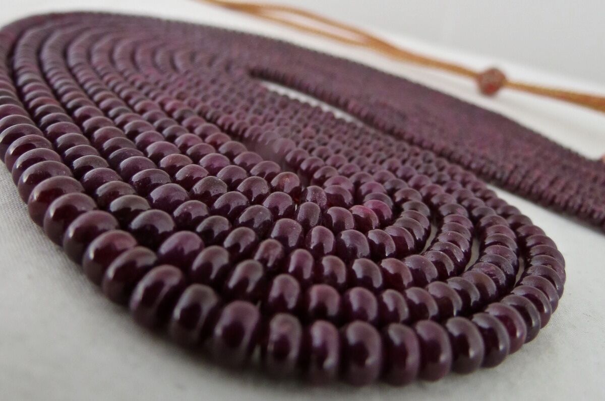Natural Untreated Ruby Beads Round 6 Line 451 Carats Precious Gemstone Necklace
