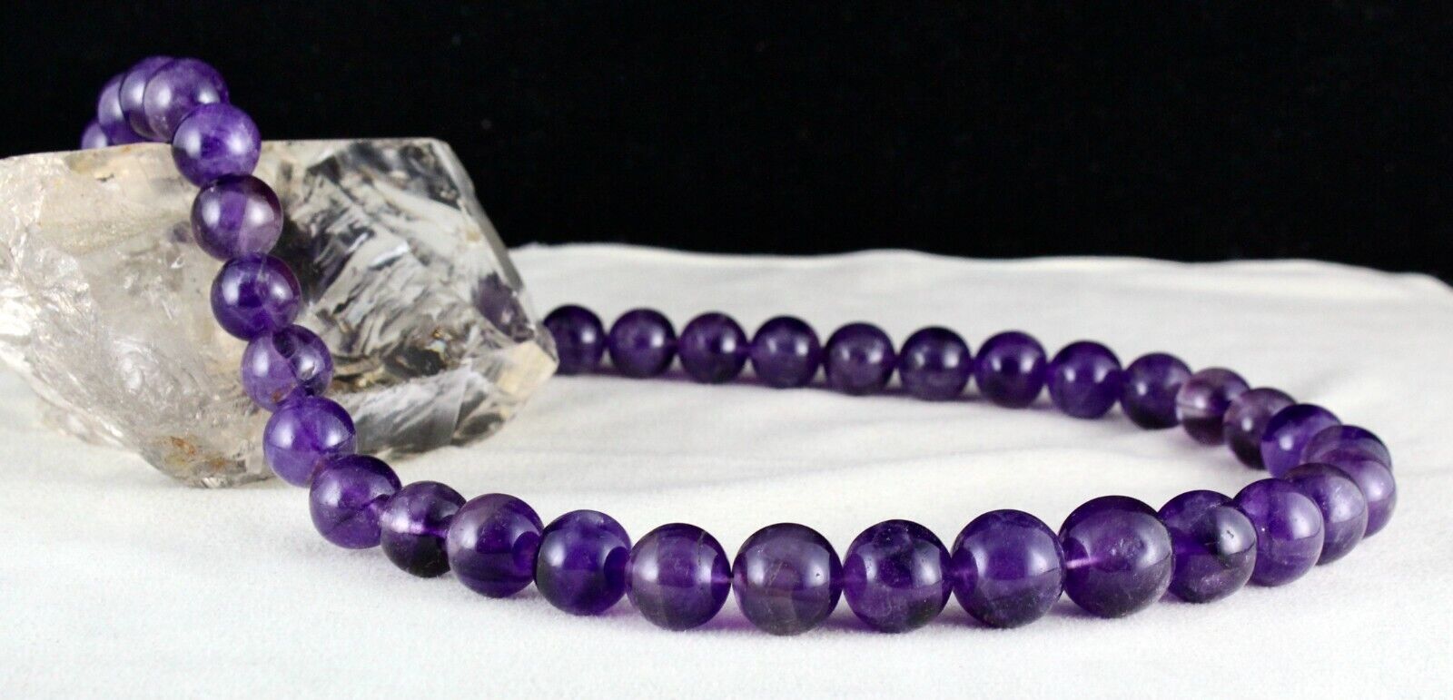 Natural Amethyst Beaded Necklace 1 Line 846 Carats Big Round Gemstone Strings
