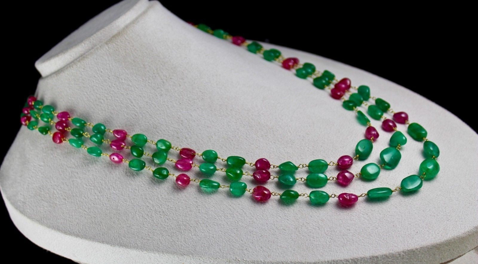Certified Natural Colombian Emerald Burma Ruby 347 Ct 18k Gold Diamond Necklace