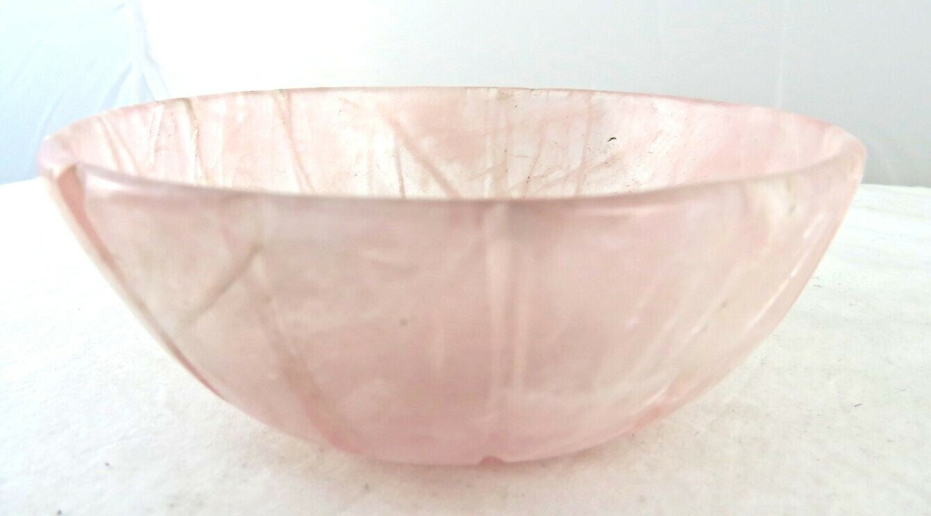4.25" Big Natural Rose Quartz Bowl 760 Ct Gemstone Home Decor