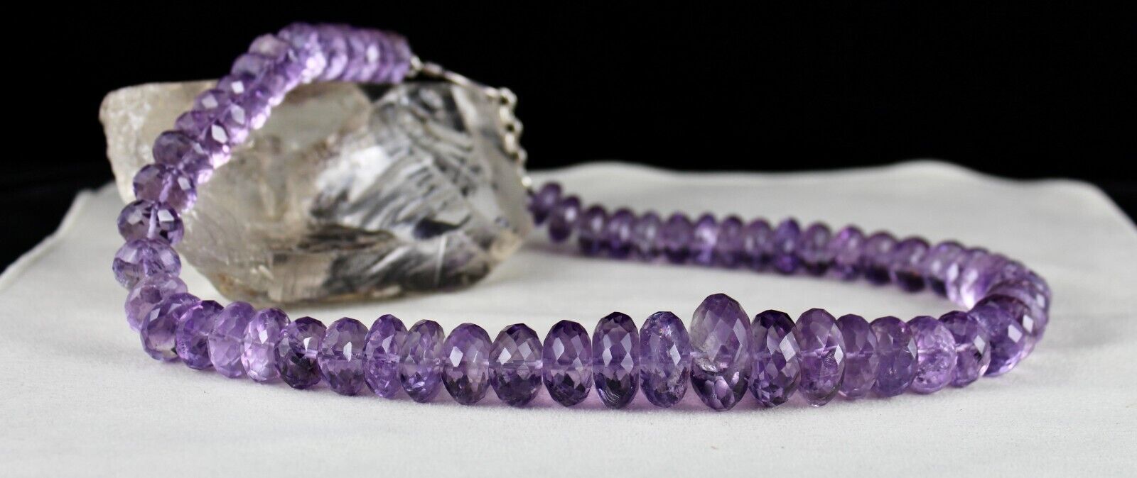 NATURAL AMETHYST BEADS FACETED ROUND 1 L 1005 CARATS GEMSTONE FASHION NECKLACE