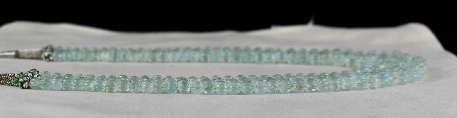 Certified Natural Blue Aquamarine 395 Ct Melon Round Beads Gemstone Necklace