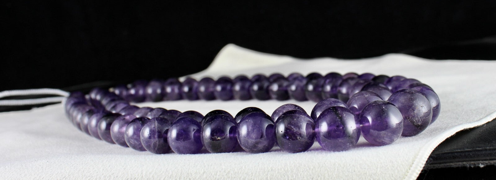 Big Natural Amethyst Beads Necklace Round 17mm 1524 Ct Purple Gemstone Finest 2l