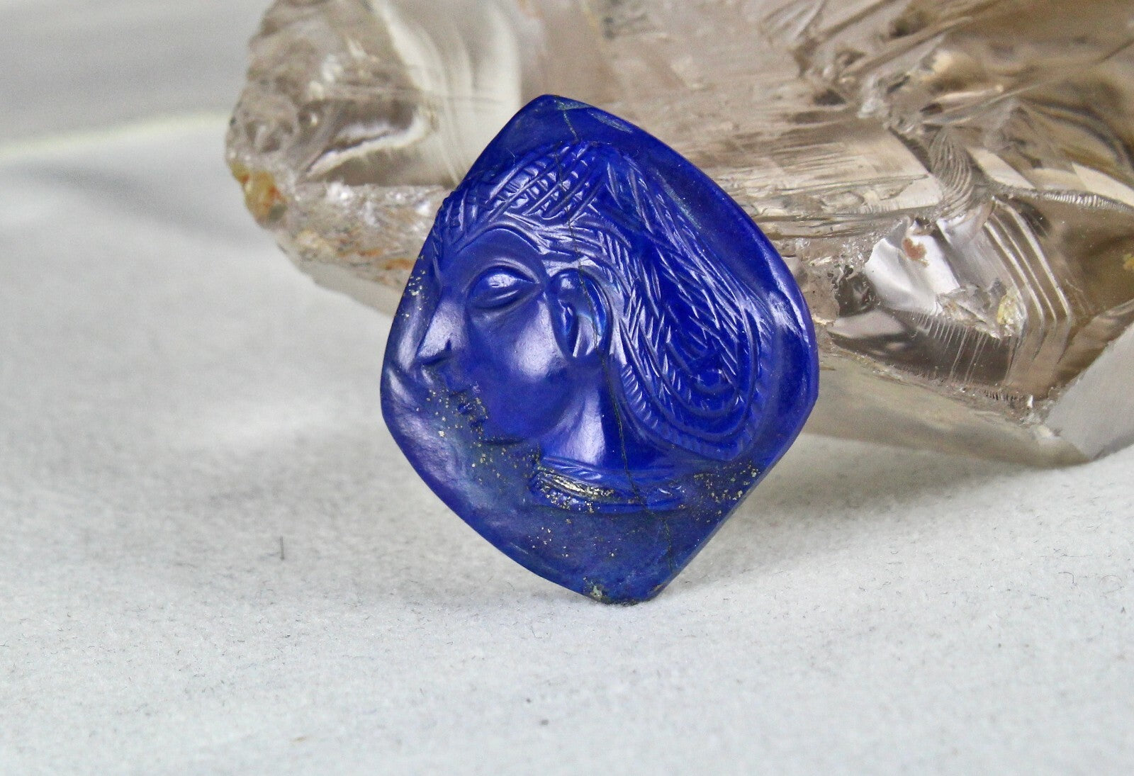 Natural Lapis Lazuli 45.28ct Carved 32mm Gemstone For Designing Pendant