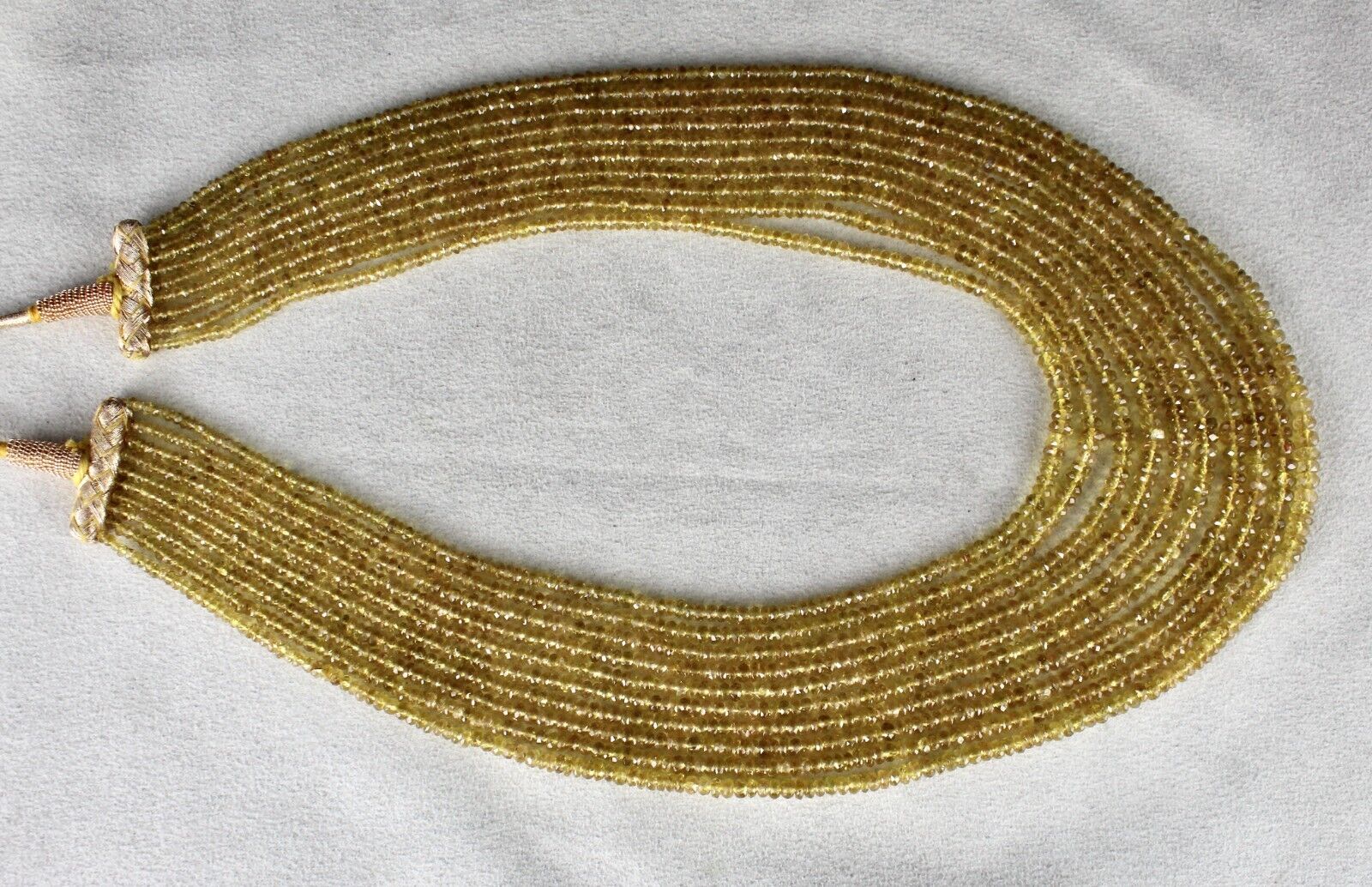 NATURAL YELLOW TOURMALINE BEADS FACETED 10 L 475 CTS BEADED GEMSTONE NECKLACE