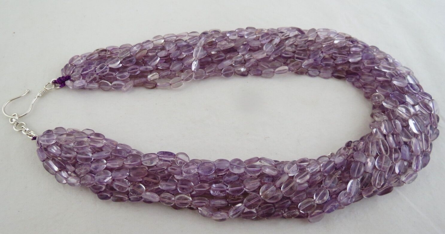 Natural Brazil Amethyst Beads Long 14 L 1419 Ct Gemstone Silver Fashion Necklace