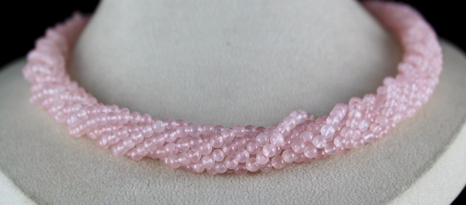 NATURAL ROSE QUARTZ BEADS 9 L 591 CARATS GEMSTONE ROUND LADIES SILVER NECKLACE