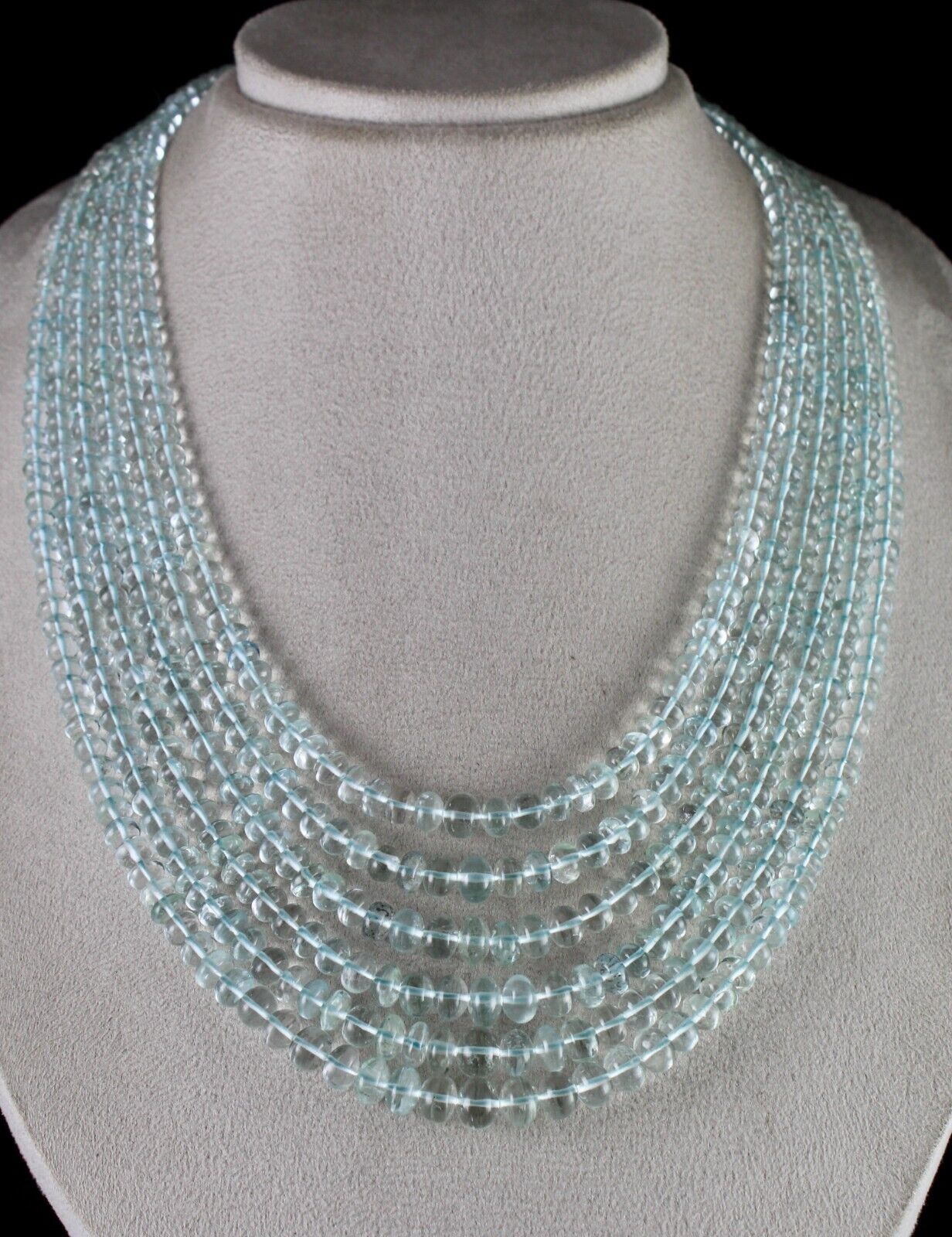 Natural Blue Aquamarine Beads Round 6 L 833 Ct Gemstone Finest Cocktail Necklace