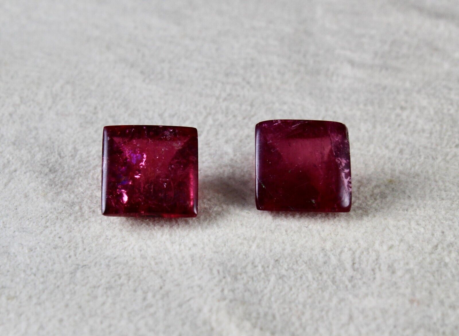 NATURAL PINK TOURMALINE RUBELLITE CABOCHON PAIR 18.20 CTS LOOSE GEMSTONE EARRING