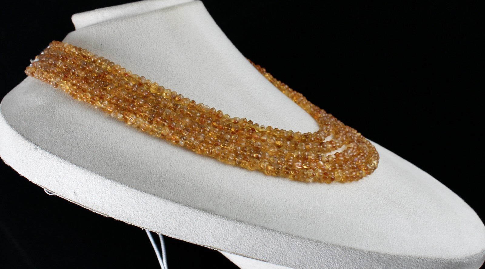 Certified Natural Yellow Citrine 675 Ct Carved Melon Gemstone Necklace