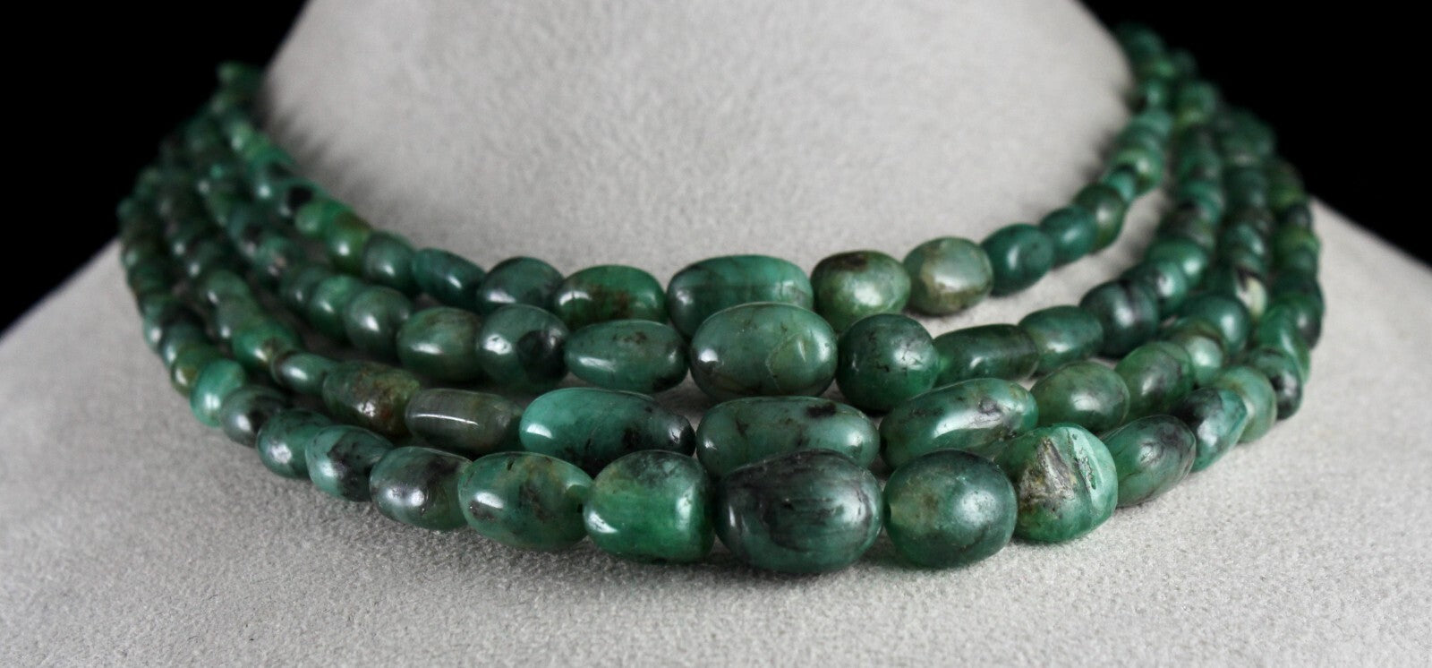 Certified Vintage Natural Emerald 490 Ct Beads Antique Necklace For Women