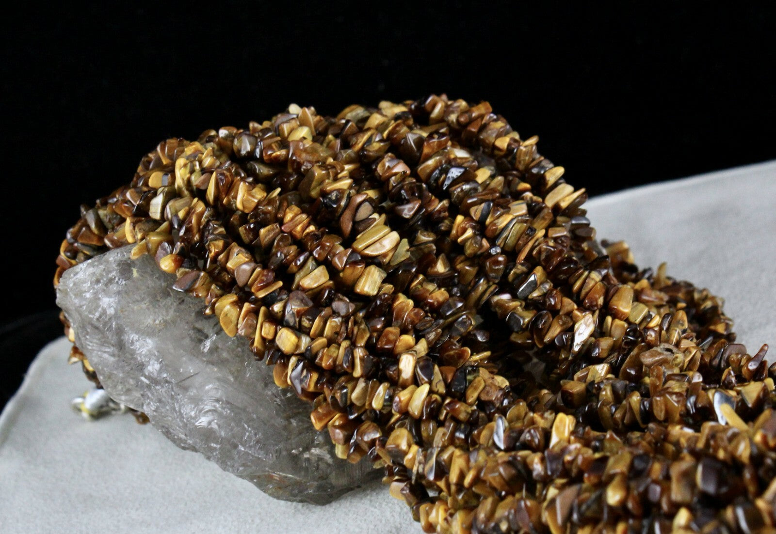 Natural Tiger Eye Beads 2189ct Sterling Silver Necklace Uncut Gemstone