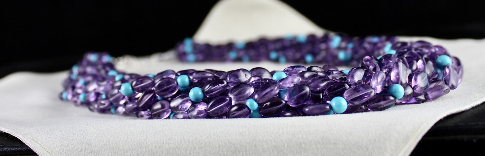 Certified Natural Amethyst 1840ct Turquoise Beads Fashion Necklace For Women