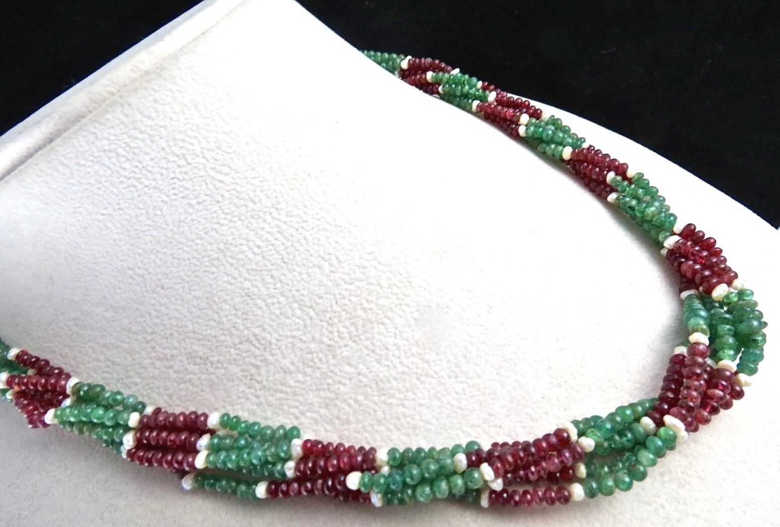 NATURAL EMERALD RED SPINEL PEARL BEADS ROUND 308 CARATS GEMSTONE LADIES NECKLACE