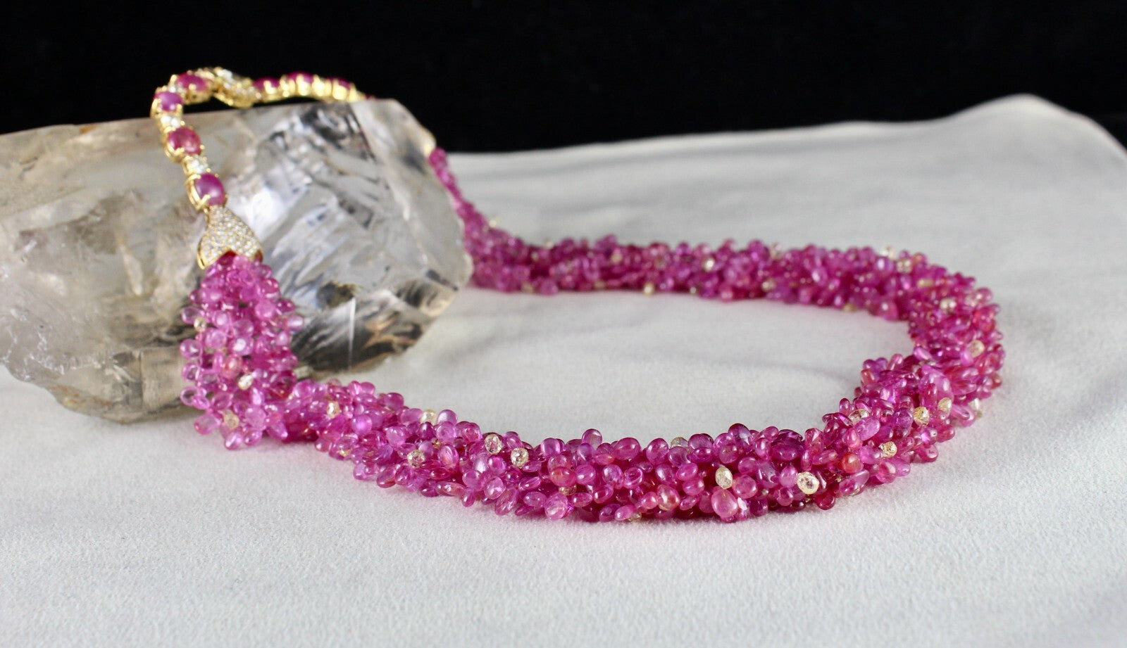 Certified Rare Natural Burmese Ruby 498ct Natural Diamond 18k Gold Necklace