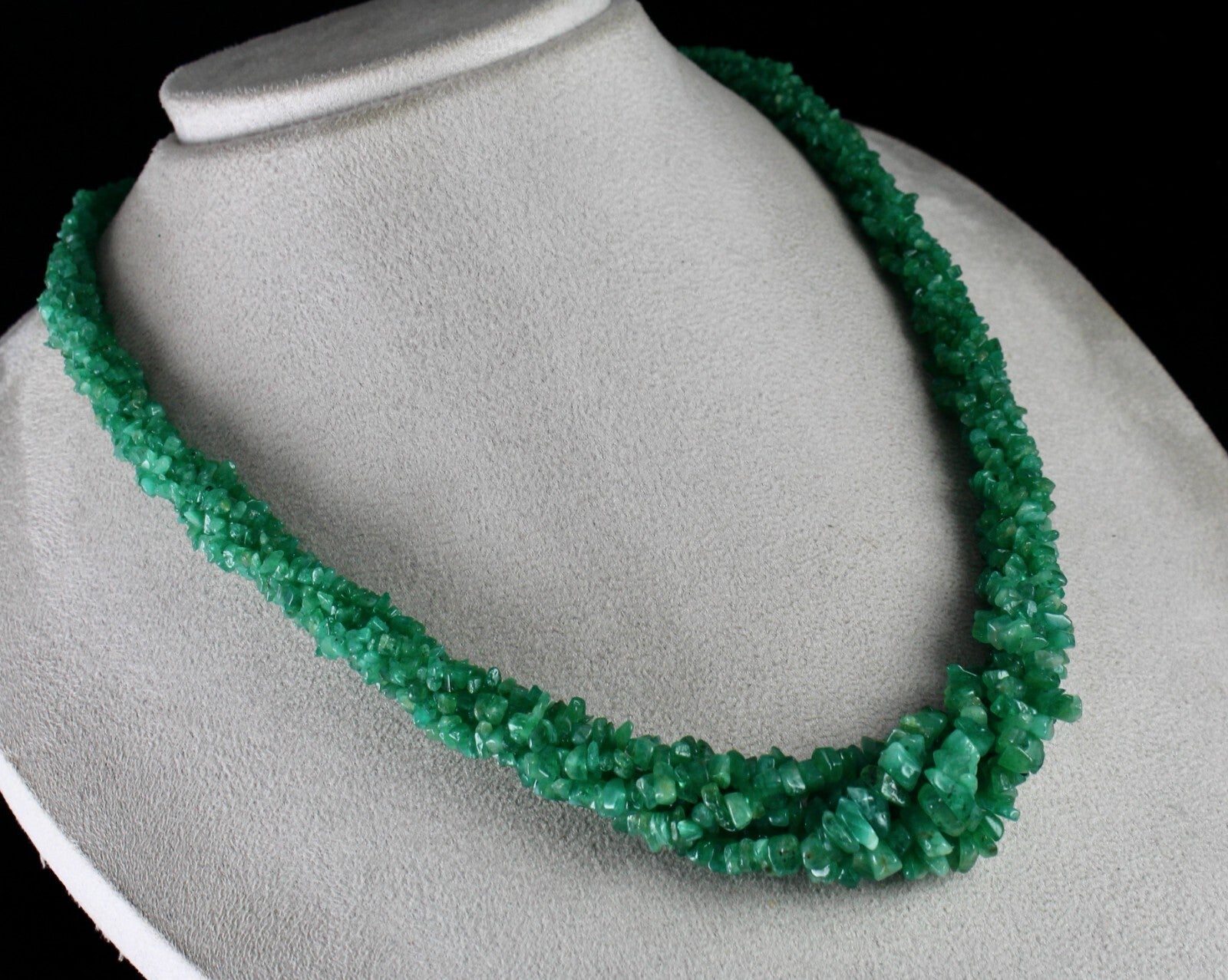 Certified Natural Colombian Emerald Beads Necklace 442 Ct Sterling Silver