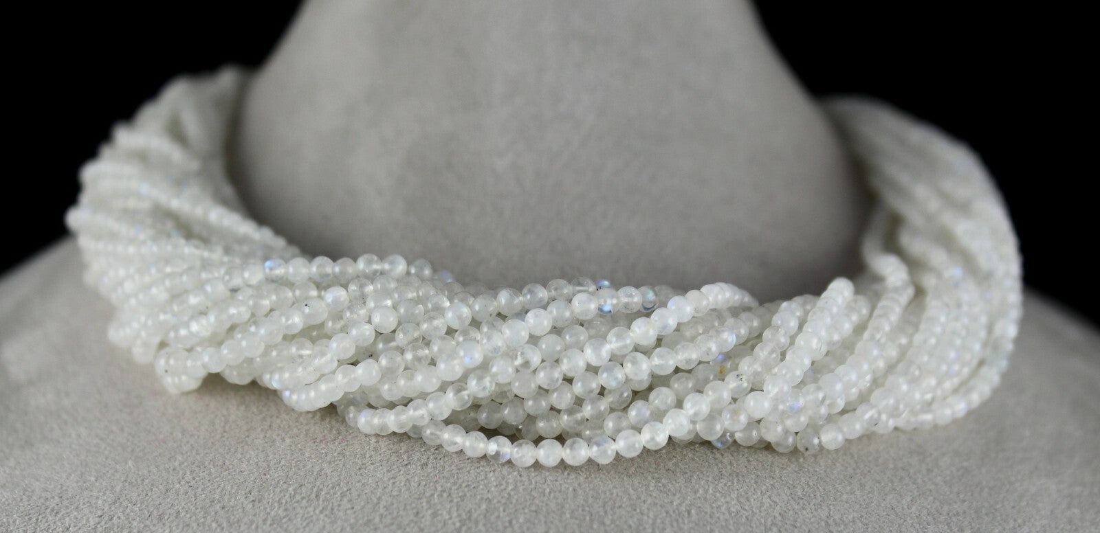 Rainbow Moonstone Beaded Necklace 1263 Ct Natural Gemstone 25 String Fashion