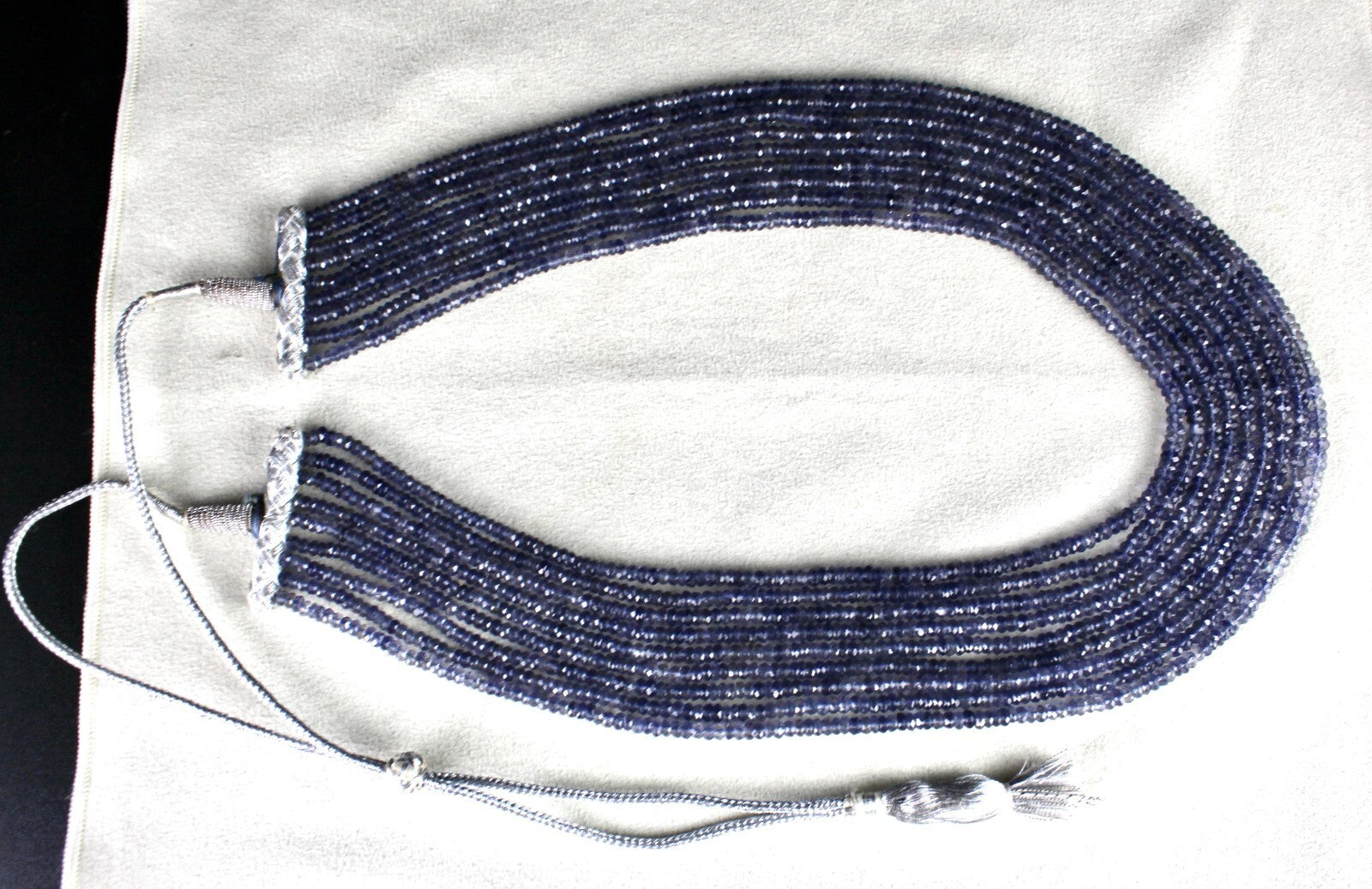 Certified Natural Iolite 503 Ct Faceted Round Beads Necklace, Blue Gemstone