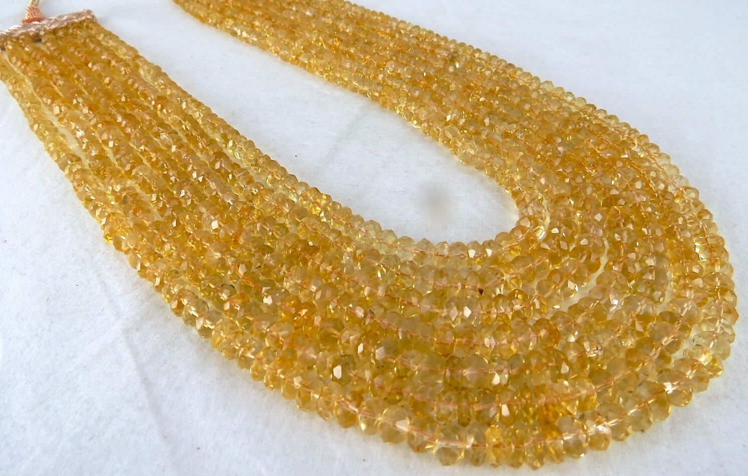 Natural Citrine Beads Faceted Round 7L 1011 Ct Gemstone Fashion Beaded Necklace
