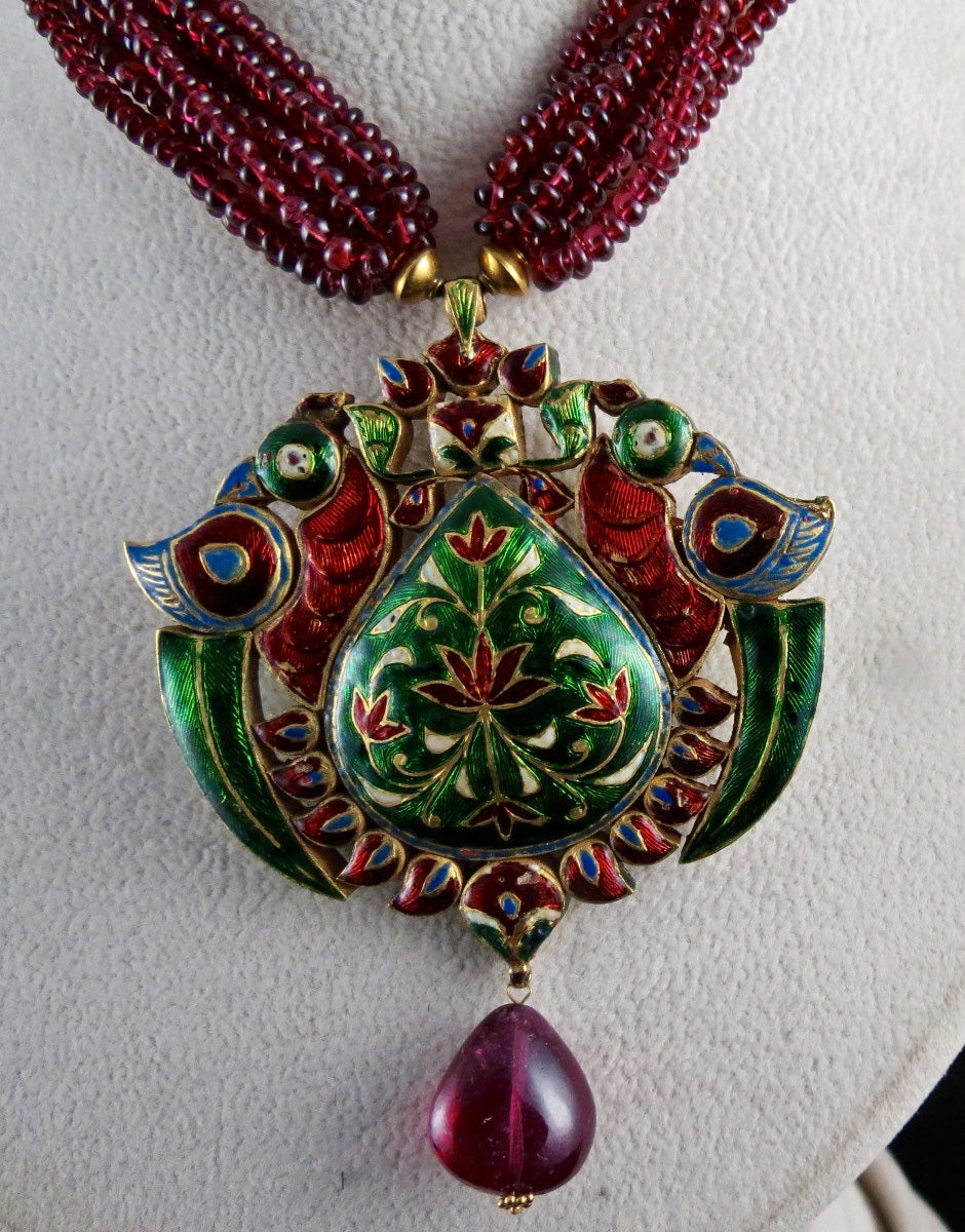 Certified Natural Diamond 545ct Colour Stone 22k Gold Kundan Meena Necklace