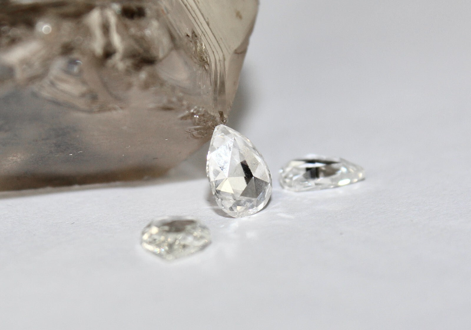 Natural Rose Cut Diamond 2.92 Ct Pear Loose Stone Certified Earring Set