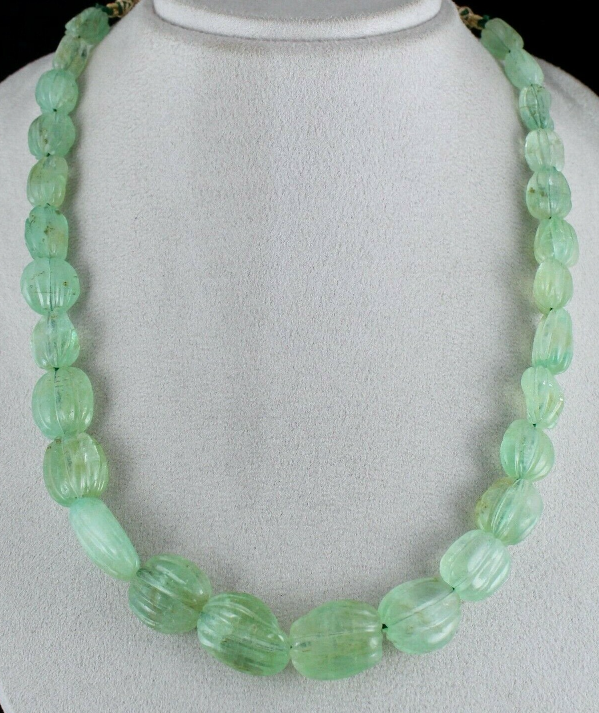Certified Vintage Natural Emerald Carved 582 Ct Oval 25mm Rare Gemstone Necklace