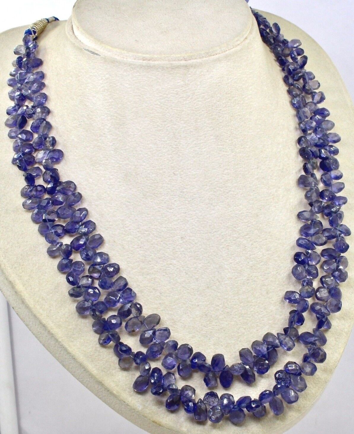 Natural Blue Iolite Beads 2 L 382 Ct Faceted Teardrop Gemstone Fashion Necklace