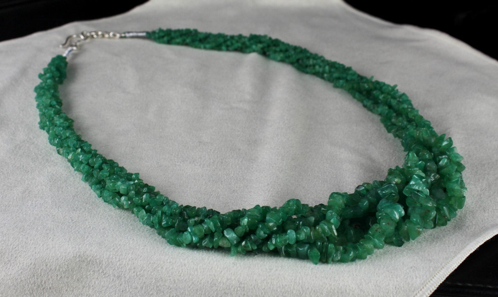 Certified Natural Colombian Emerald Beads Necklace 442 Ct Sterling Silver