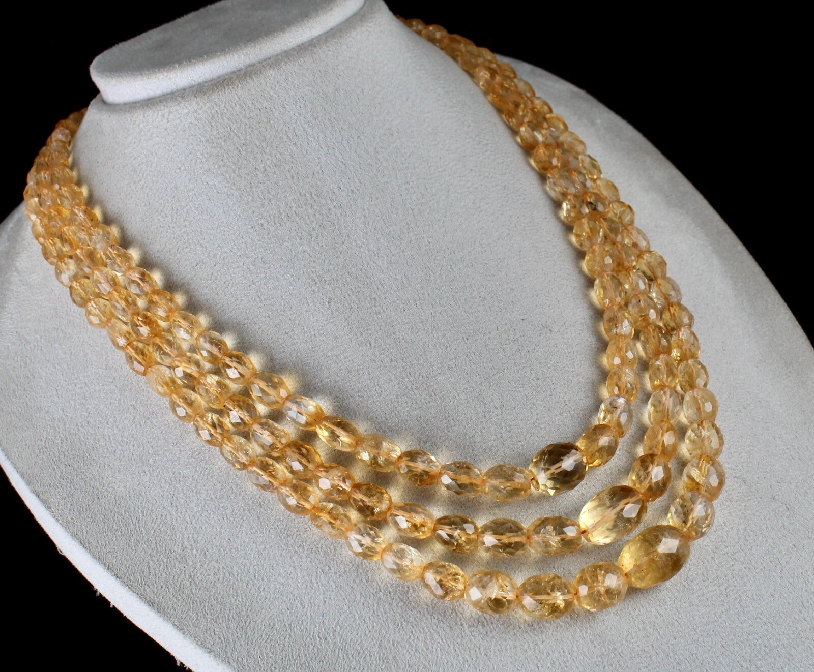 Certified Natural Citrine 831 Ct Faceted Oval Beads Yellow Fashion Necklace