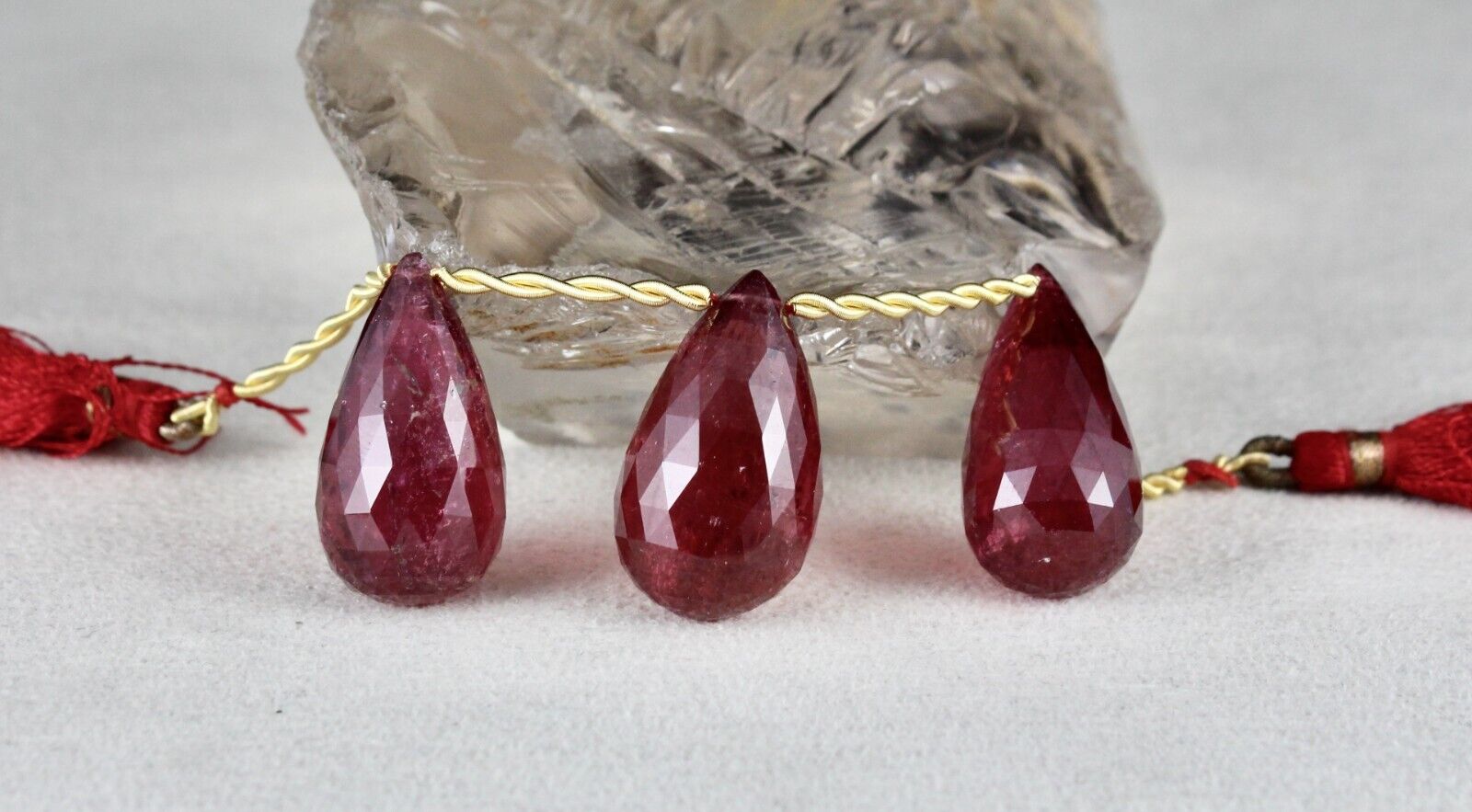 NATURAL TOURMALINE RUBELLITE DROPS 110 CARATS GEMSTONE HANGING PENDANT EARRING