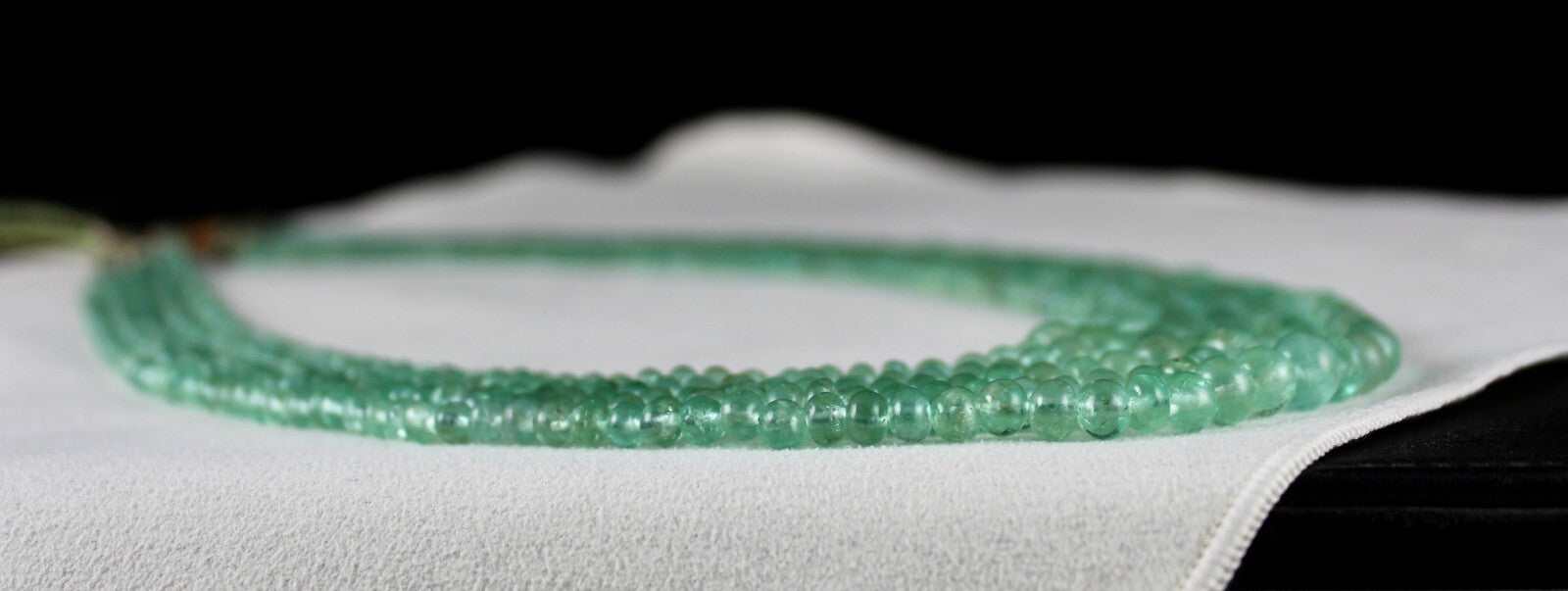 Certified Natural Emerald Beads Round Necklace 353 Ct Colombian Gemstone 5l