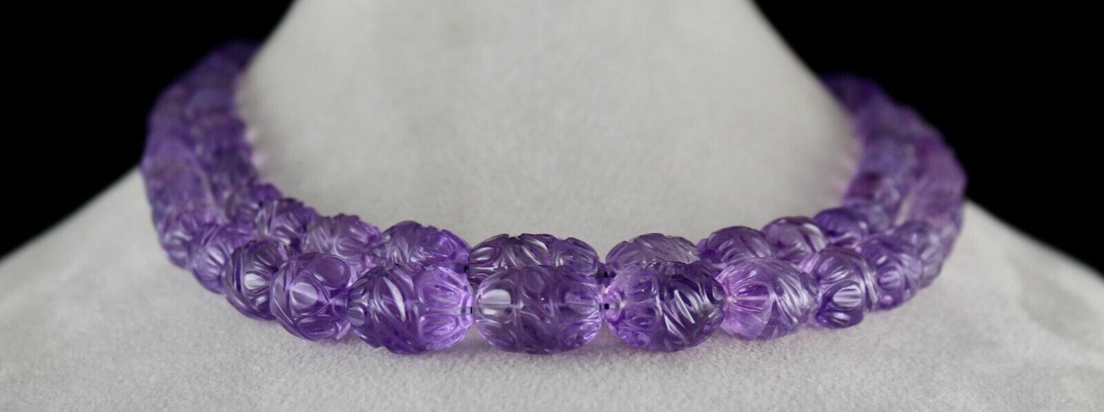 CERTIFIED NATURAL AMETHYST CARVED BEADS 2 L 797 CTS GEMSTONE IMPORTANT NECKLACE