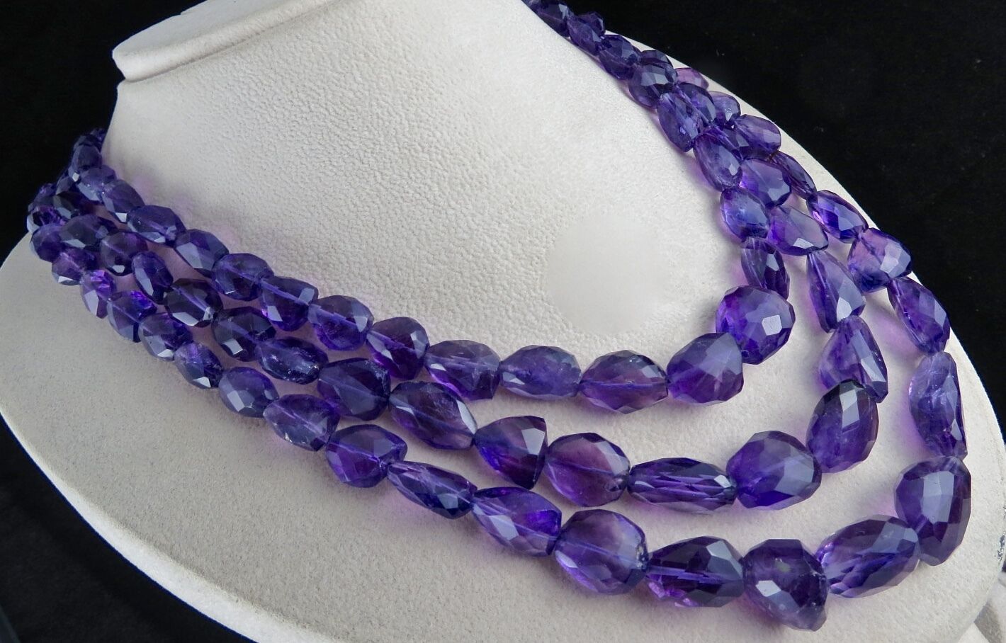 Natural Amethyst Beads Faceted Tumble 3 L 1112 Ct Purple Gemstone Fine Necklace
