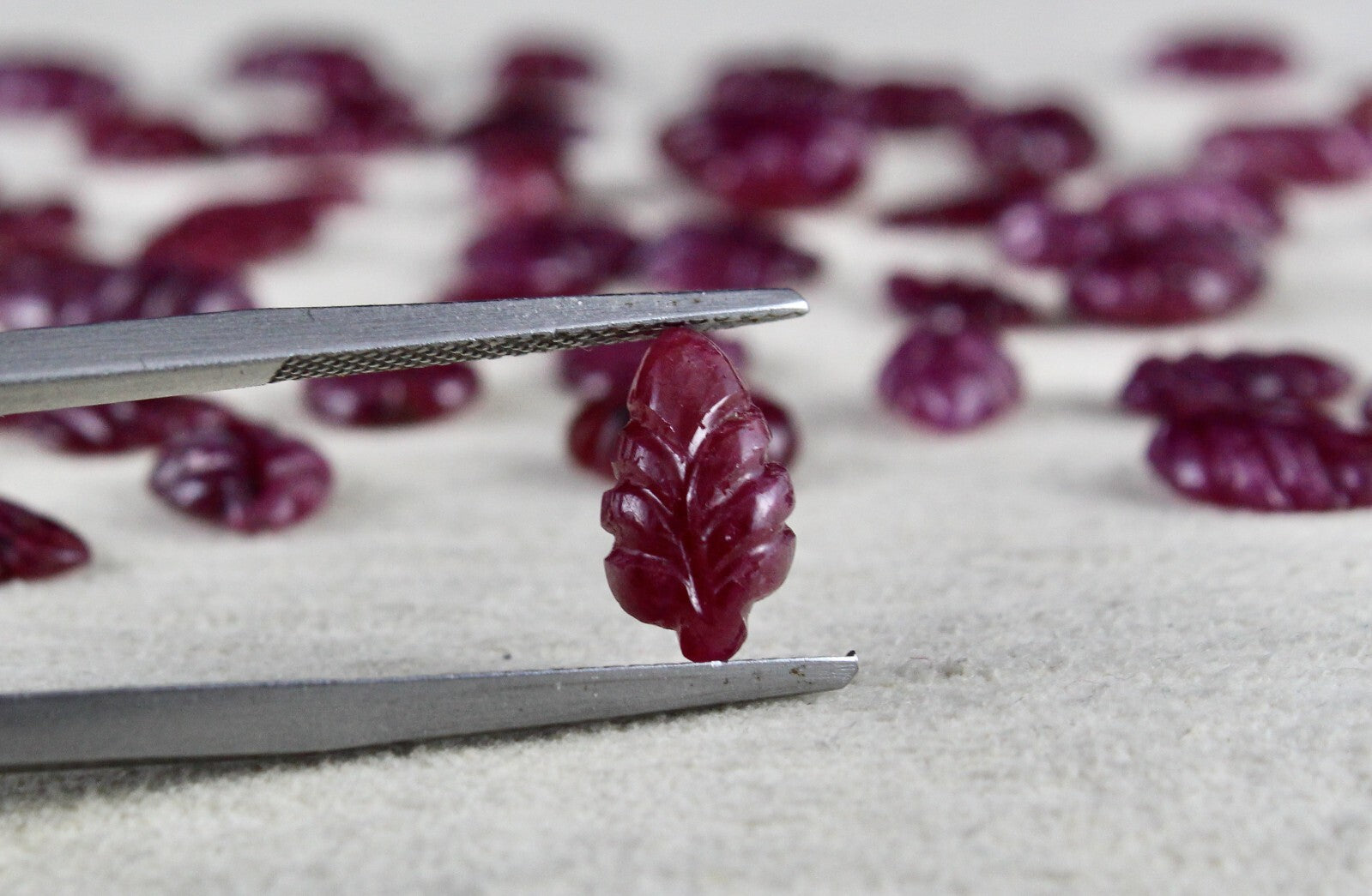Certified Natural Ruby Carved Leaves 113.25ct 55 Pcs Gemstone Lot Jewelry Design