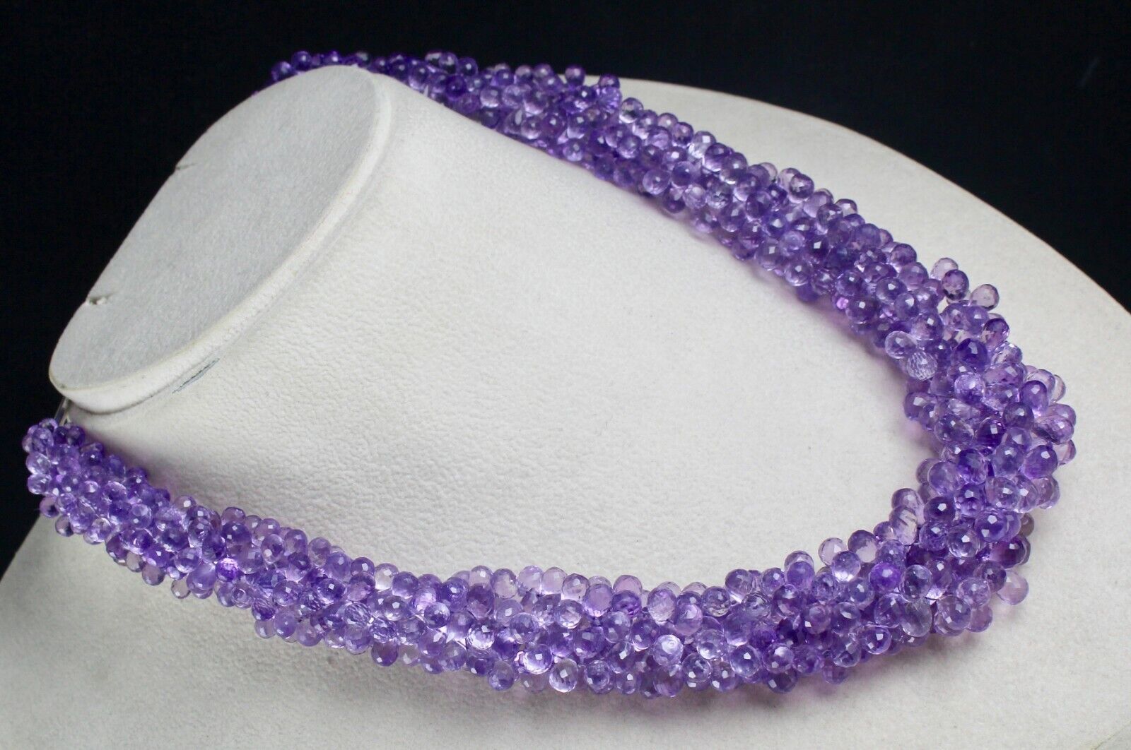 Pink Amethyst Beaded Drops Necklace 768 Ct Natural Gemstone Bunch Silver Clasp
