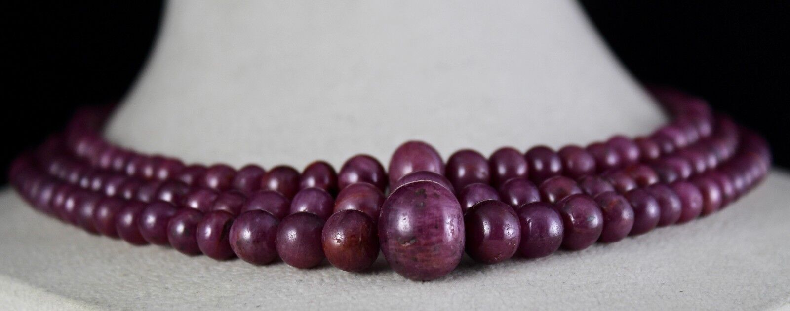 NATURAL UNTREATED RUBY BEADS ROUND 3 LINE 712 CARATS GEMSTONE FASHION NECKLACE
