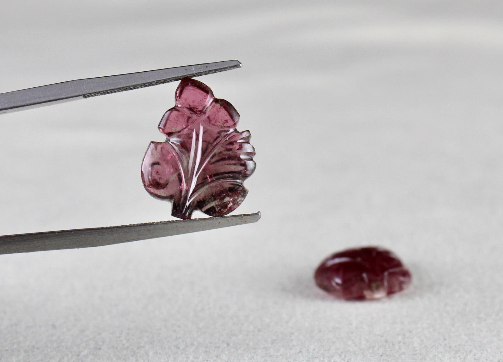 Natural Multi Pink Tourmaline 14.28ct Carved Gemstone Earring Pendant