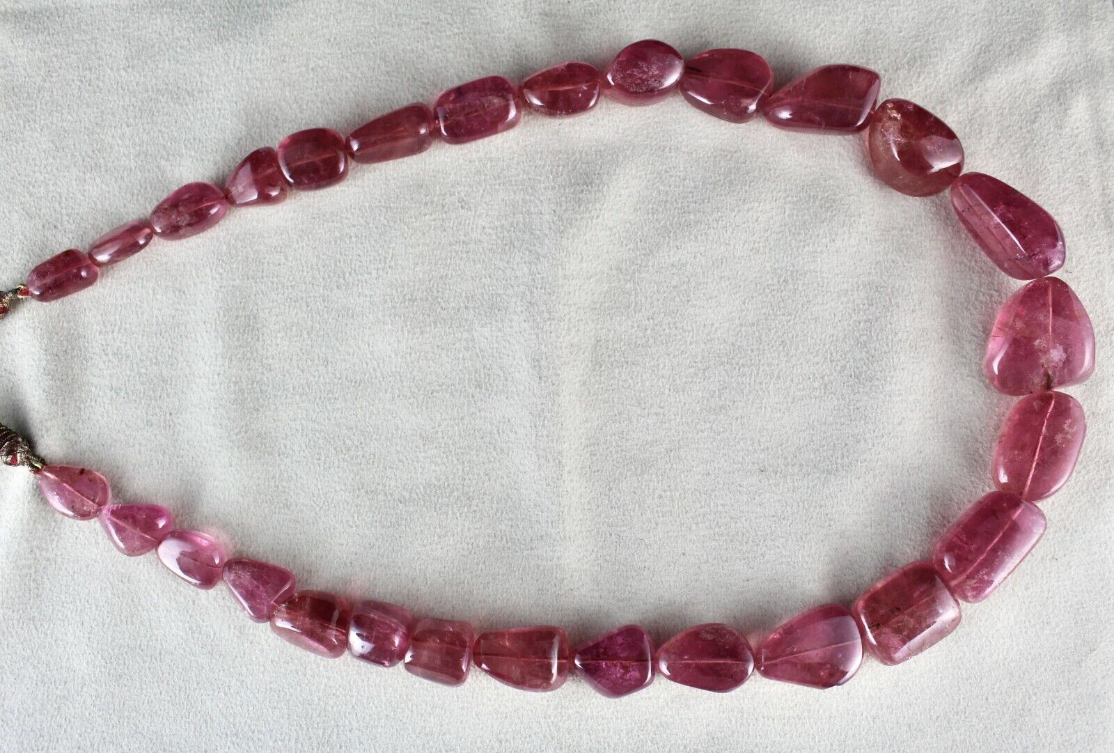 Natural RUBELLITE Pink TOURMALINE Beads NECKLACE 989 Cts Gemstone Smooth Nuggets