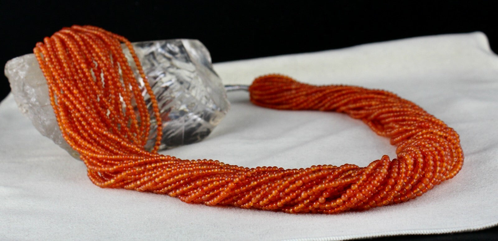 Natural Orange Carnelian 789 Ct Beads Round 32 L Gemstone Fashion Necklace